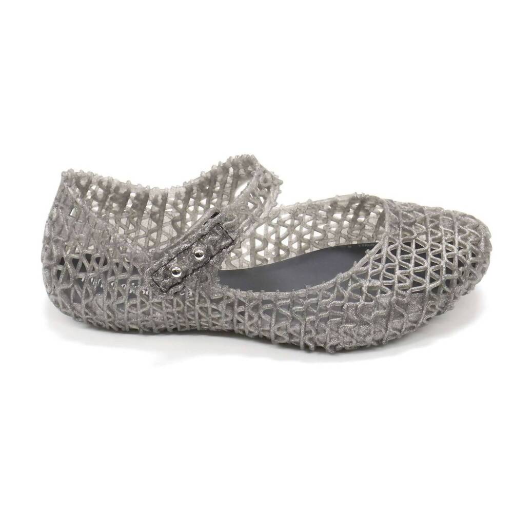 NEW MINI MELISSA toddler campana papel flats in black glitter